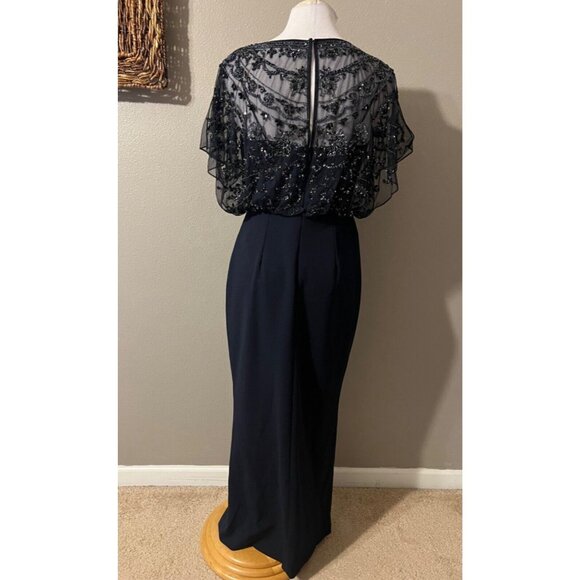 Aidan Mattox Dress 4 Blue Sequin Formal Long Maxi Cruise Party Wedding $450 NEW - Picture 10 of 16